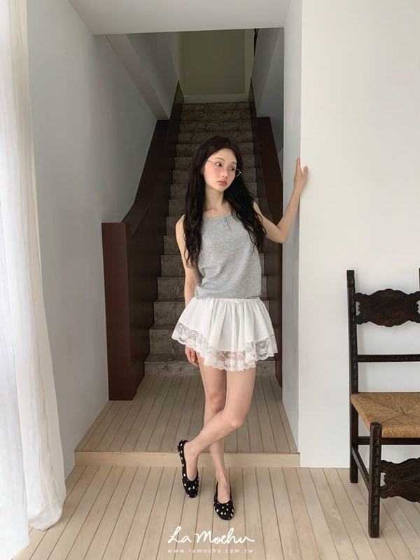 寬蕾絲條紋澎褲裙(闆娘清單)